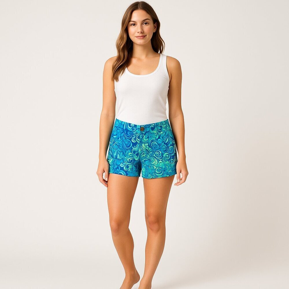 Lilly Pulitzer Callahan Shorts 00 Lilly’s Lagoon Blue Green Print